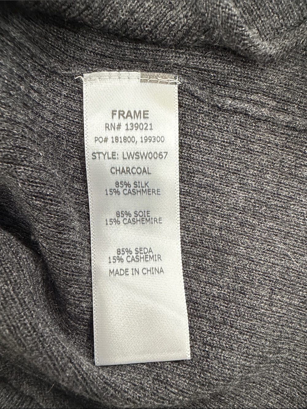 Frame Sleeveless Mock Neck Button Knit Top - Charcoal - Picture 3 of 3